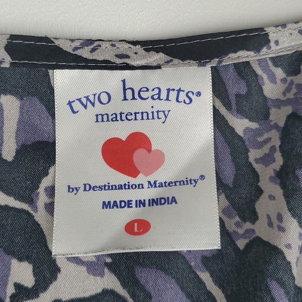 Two Hearts Maternity Shirt Purple Leopard Animal Print Sleeveless Satin Top - Picture 4 of 5